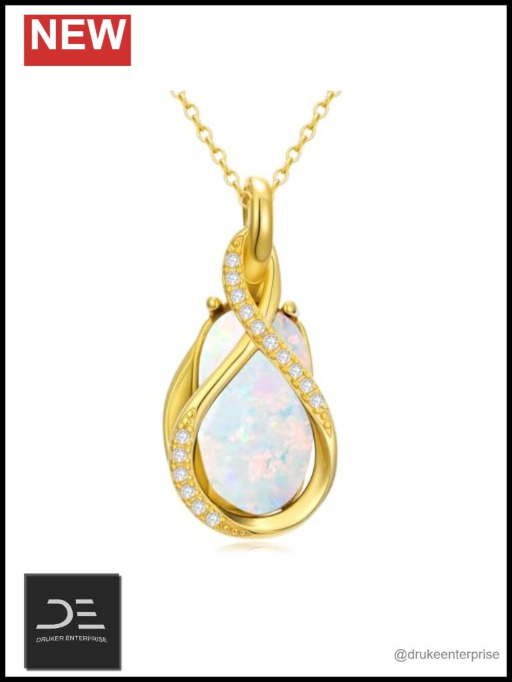 18k Gold Plated Infinity Necklace with Gemstone Pendant